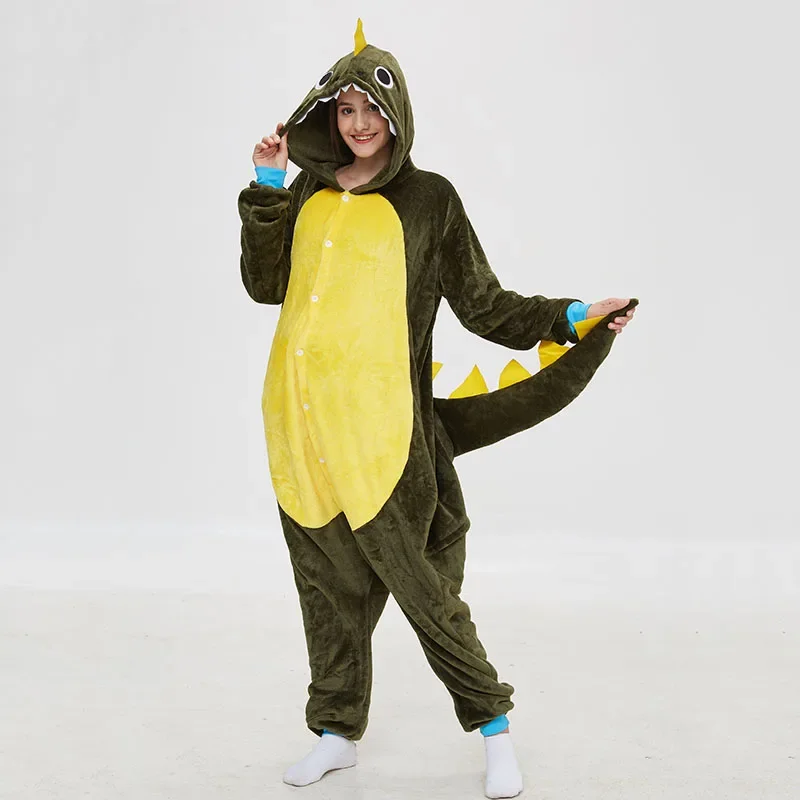 Green Dragon kigurumis women pajama onesie animal OnePiece men adult Carnival funny sleepwear cosplay homewear costume apparel