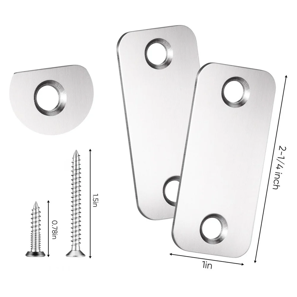 Stainless Steel Door Hole Cover 2 Set 304 Grade Door Edge Filler Panel for Strike and Latch Hole Repair Coverage
