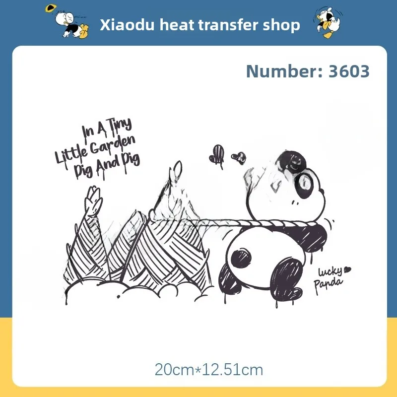 

Fun Panda Digging Bulbous T-irt Sweatirt Pattern Heat Transfer Digital Printing Cartoon Sle Simple Cute Home Fabric