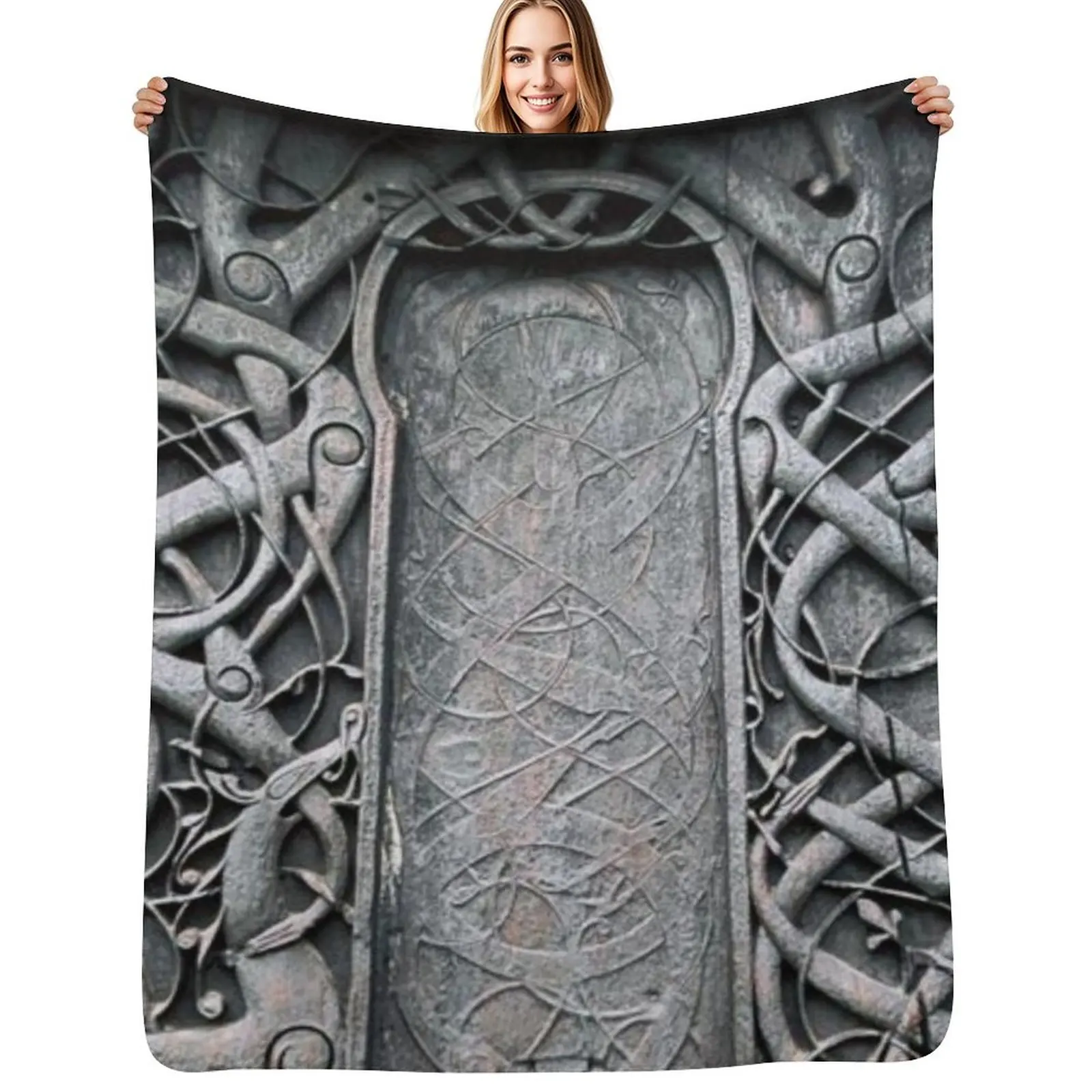 

Urnes Stave Carving Throw Blanket Vintage Beach Bed linens warm for winter Blanket