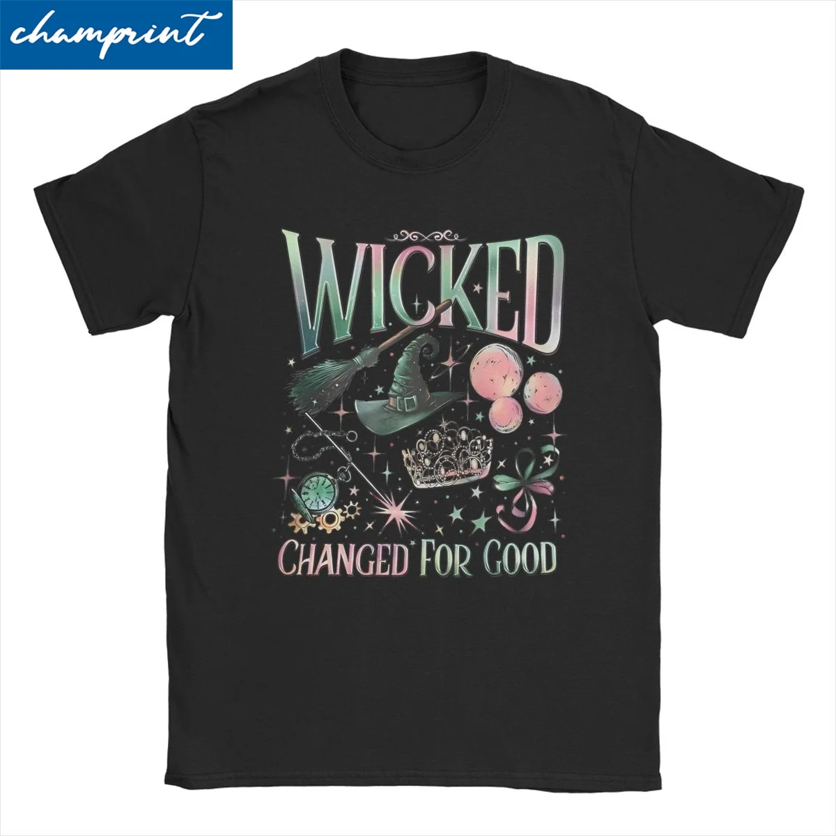 Men Women Wicked Elphaba & Glinda T Shirts Pink Goes Good With Green Pure Cotton Clothes Novelty Short Sleeve Tees Gift T-Shirt