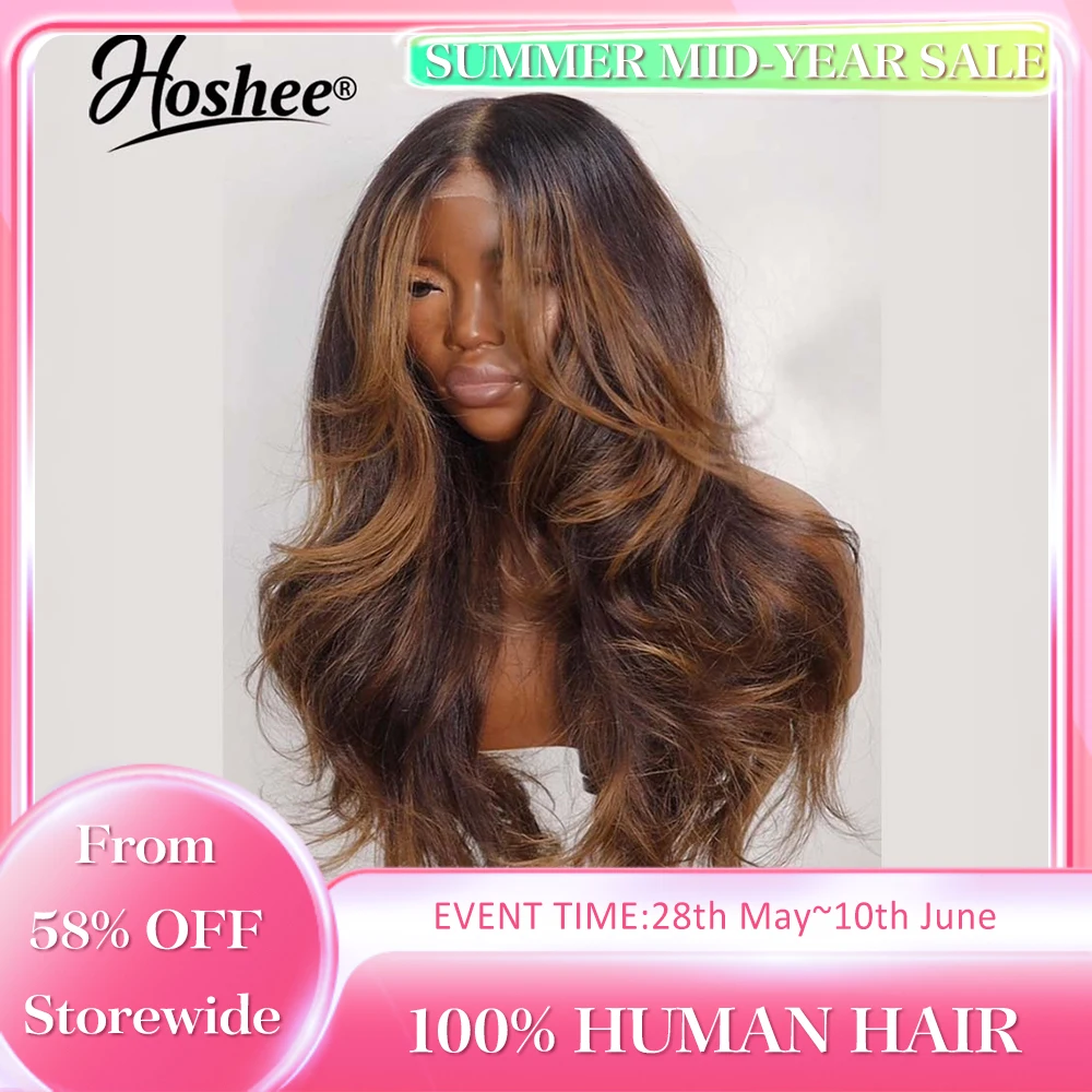 Blowout Looks Glueless 4x4 Pre-Cut Lace Wig With Curtain Bangs Wear And Go Lace Front Wig Human Hair Inspired Layered Wig 250%
