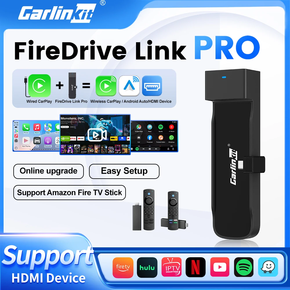 Carlinkit Support Fire TV Stick Converter CarPlay To HDMI Car Adapter Wireless Carplay  Android Auto TV Box Fire TV HDMl input