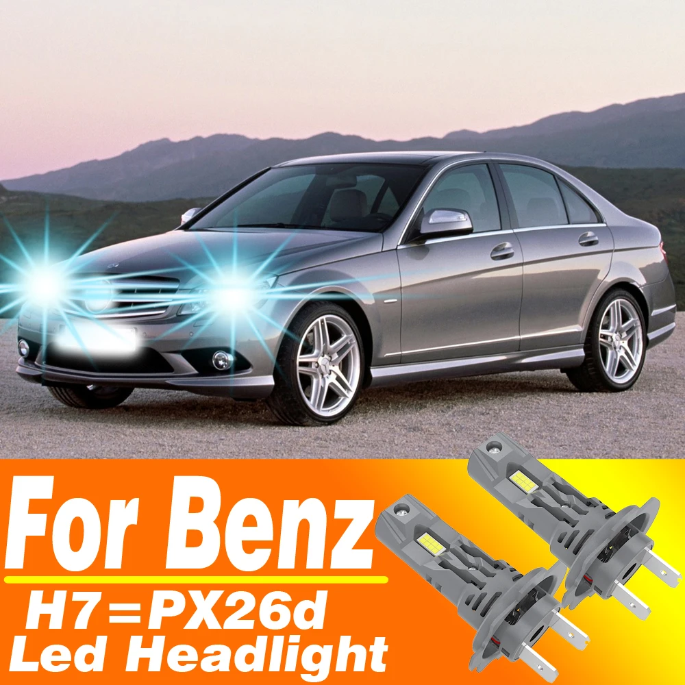 ベンツw204-w211-w212-w203-px26d用h7-2個-12v-ledヘッドライト-キャンバスモーター-フォグランプ-車用電球-ハイ-ロービーム-ホワイト-ターボダイオードランプ