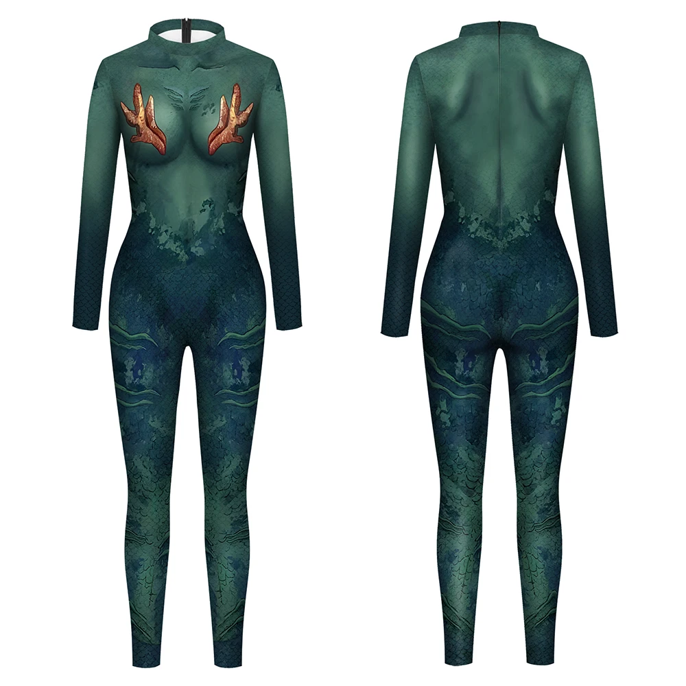 Mermaid Cosplay Costume Women Skinny Jumpsuit Fashion Zentai Suit Sexy Fitness Bodysuit Festival Catsuit Holiday Party Clothes