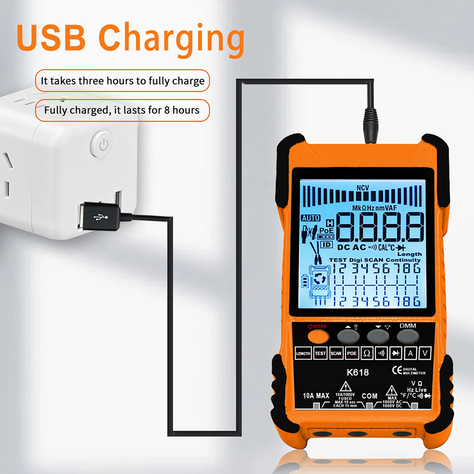 KKNOON شبكة كابل اختبار المتعدد كابل شبكة محلية تتبع POE اختبار 400 متر/600 متر طول قياس حساسية قابل للتعديل خط Tracke #5