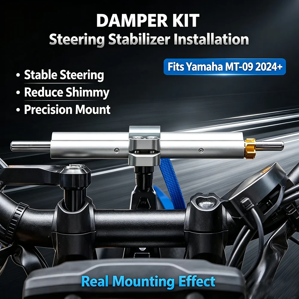 New MT09 Motorcycle Steering Damper Bracket Stabilizer Support For YAMAHA MT09 SP 2024 2025 Speed Wobble Safety Accessories