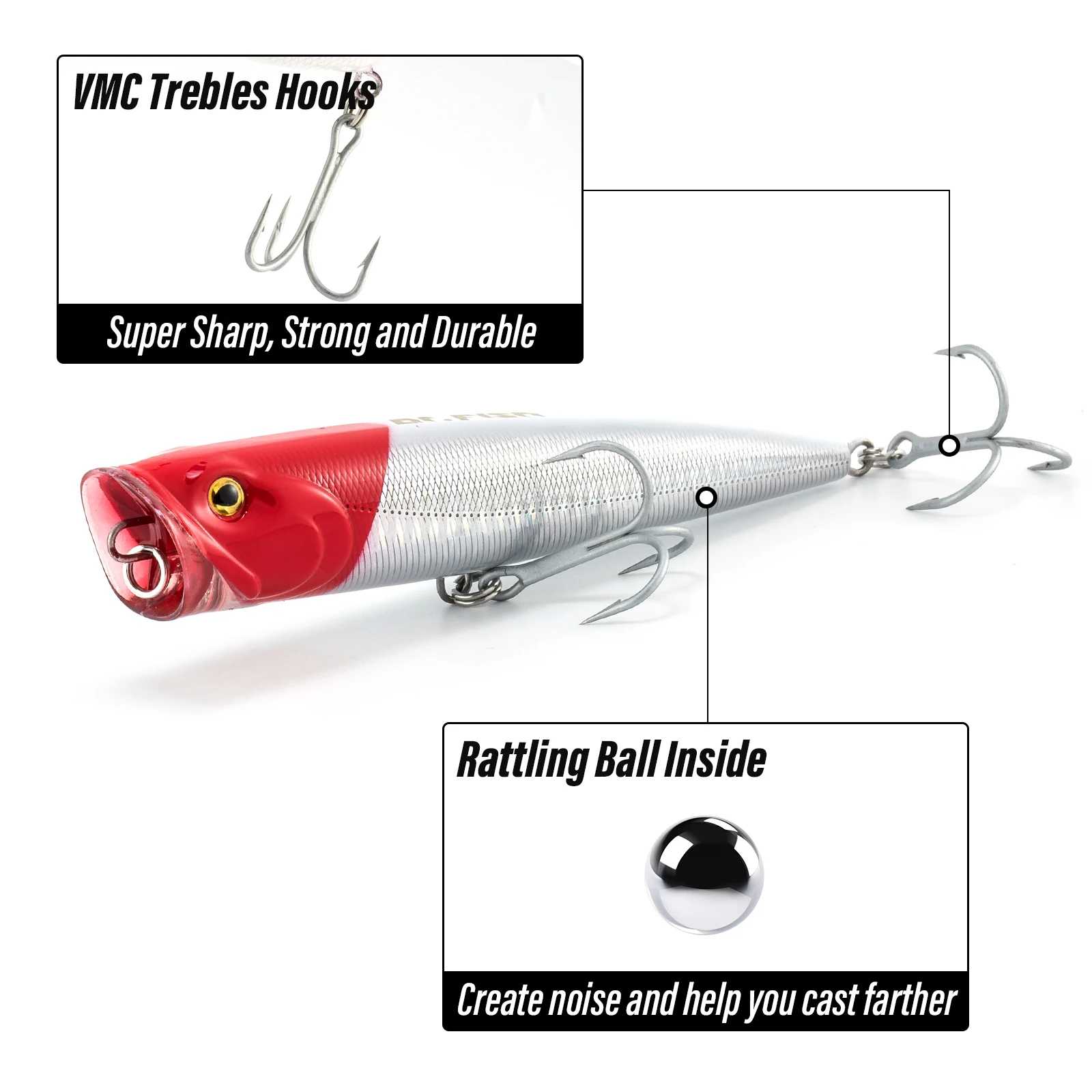 40g GT Popper Angelköder 14cm Wobbler Köder Kunstköder für Salzwasser Plug Thunfisch Surf Angeln Forelle Bass Offshore Big Game – Detail 8