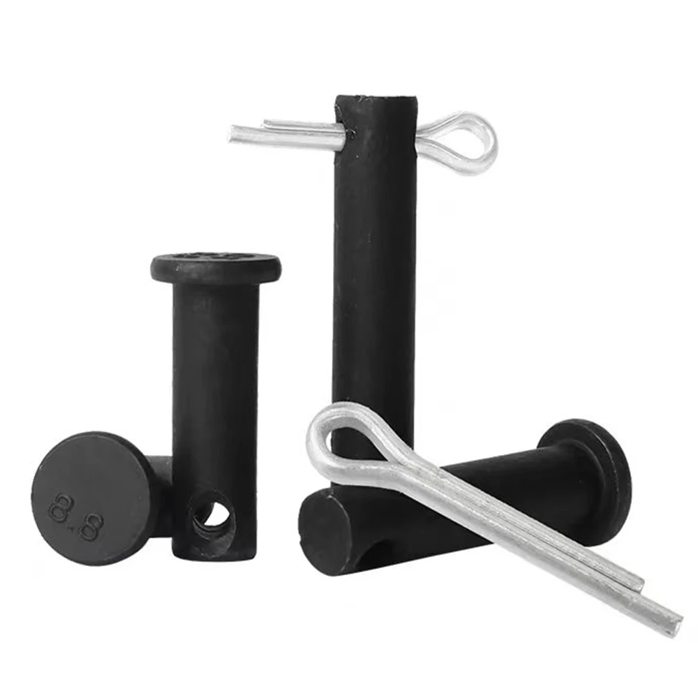 With Hole Pin Shaft Cotter Pin Set Black Carbon Steel M4 M5 M6 M8 M10 M12 M14 M16 M18 M20 Flat Head Clevis Pins Type B