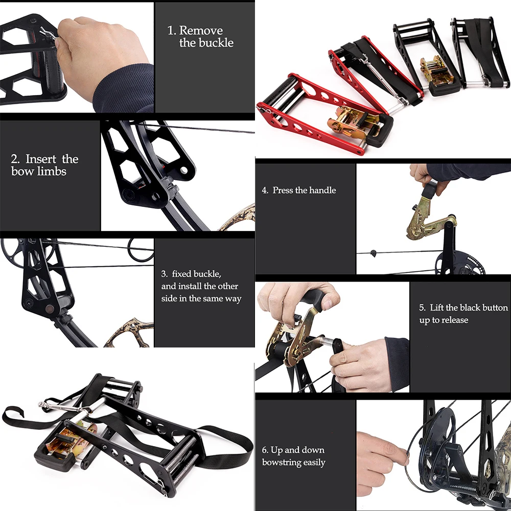 Compound Bow Press Ratchet Portable Compound Bow Open Repair String Changer Adjust Archery Tool