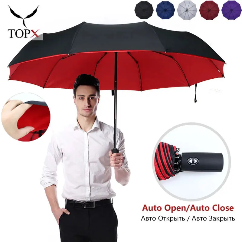 Windproof Double Layer Resistant Umbrella Fully Automatic Rain Men Women 10K Strong Luxury Business Male Large Umbrellas Parasol