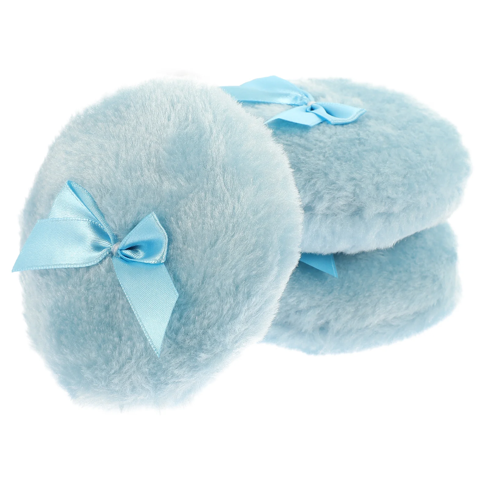 3 Pcs Baby Powder Puff After-bath Bows Refreshing Round Household Puffs Plush Makeup Toddler