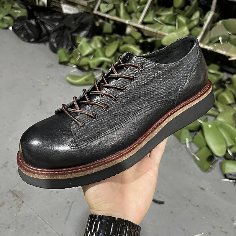 Vintage British Men Casual Shoes Top Quality Handmade Japanese Luxury Cow Leather Ankle Boots Outdoor Tooling Desert Boots Black