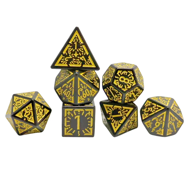 Yellow Multi-Sided Dice Set – 7-Piece Polyhedral Dice for Tabletop RPGs, Board Games, and Math Practice