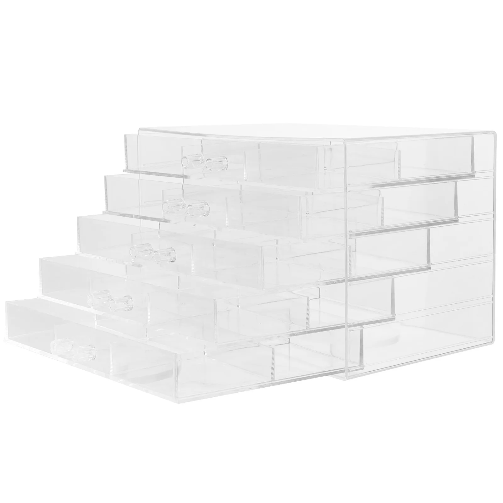 

Прозрачный акриловый органайзер для украшений с 5 ящиками, многосекционный прозрачный контейнер для хранения, органайзер для серег, украшений для ногтей и бижутерии