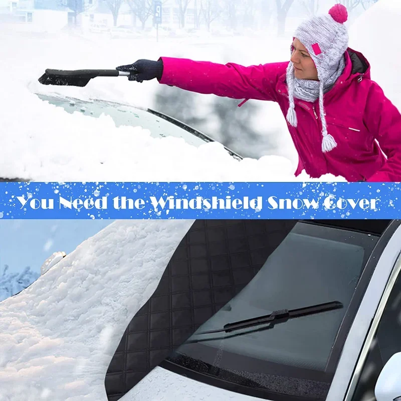 Car Windshield Snow Frost Magnetic Cover 4-Layer Magnetic Sun Shade Anti Snow Frost Ice Cover Protector Winter Car Accessories