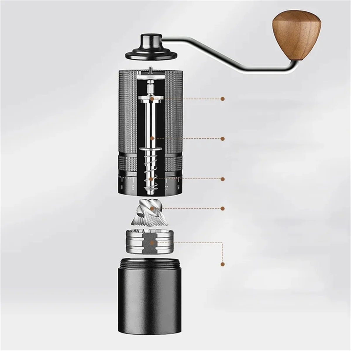 Portable Coffee Grinder Hand Manual Grinder Grind Machine Mill with Double Bearing Positioning Black