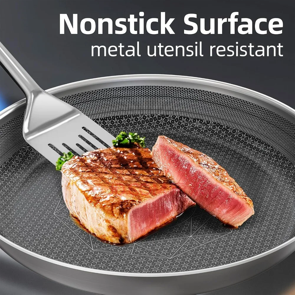 

Stainless Steel Cookware Set, Pots and Pans Set Non Stick, Hybrid Ceramic Cookware, Frying Pans, Saucepans