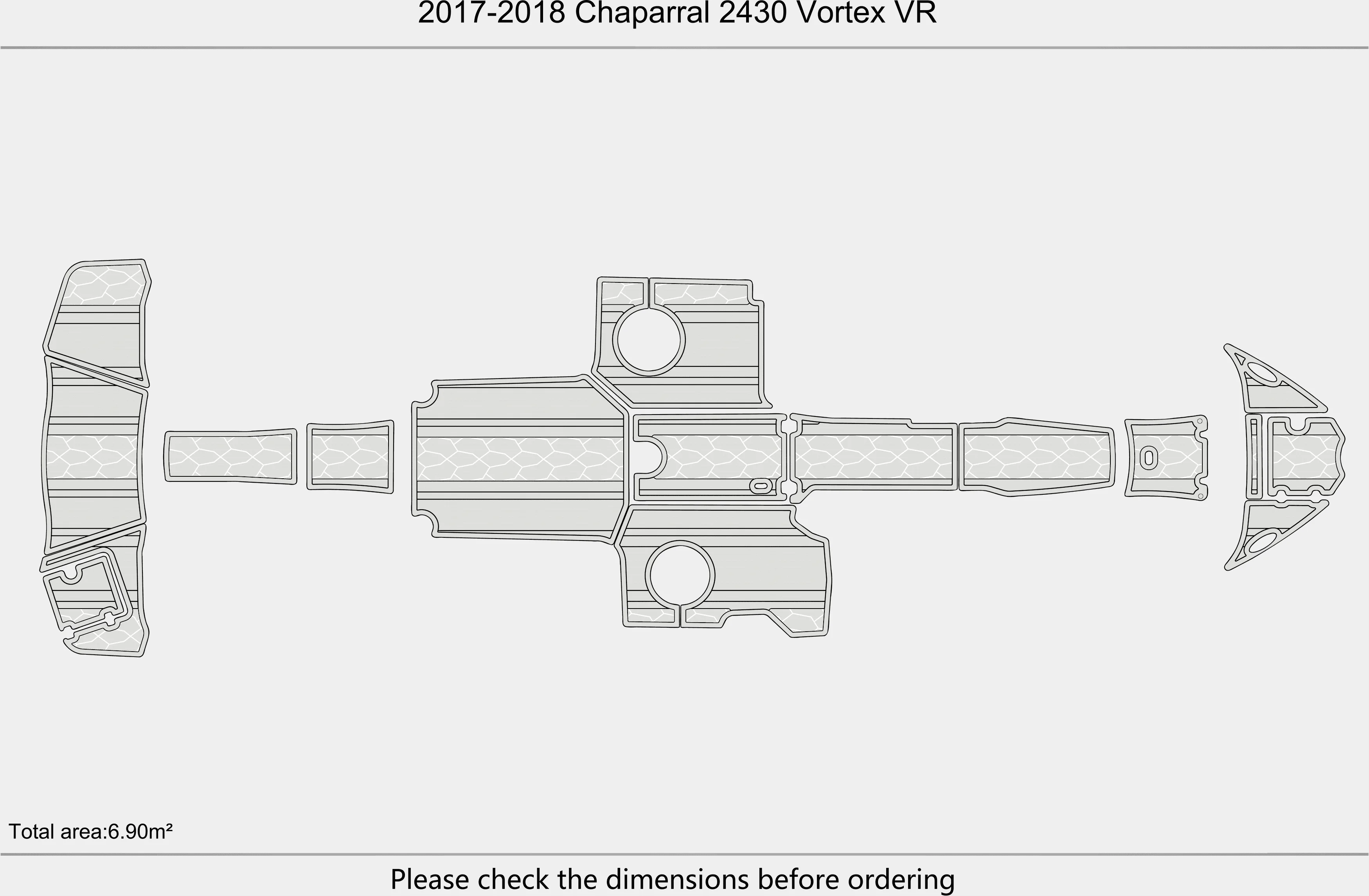 البحرية فو خشب الساج إيفا سجادة ضد الإنزلاق-2017-2018 Chaparral 2430 Vortex VR ذاتية اللصق 1/4 "(6 مللي متر) وسادة سطح القارب لقمرة القيادة والسطح #3