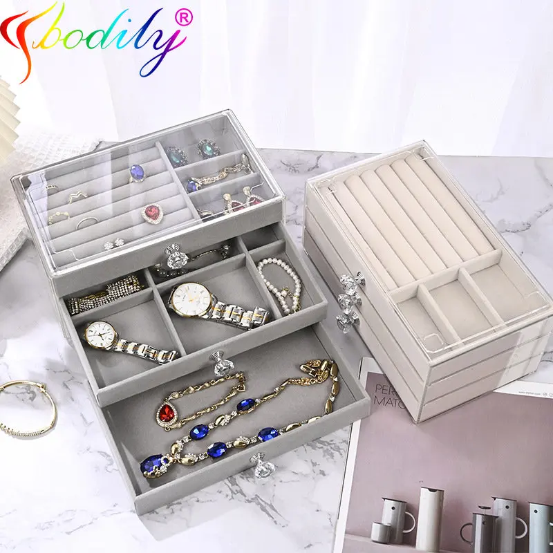 

3-Layer Acrylic Jewelry Display Box Earring Bracelet Storage Box for Jewelry Classification Dustproof Transparent Jewelry Box