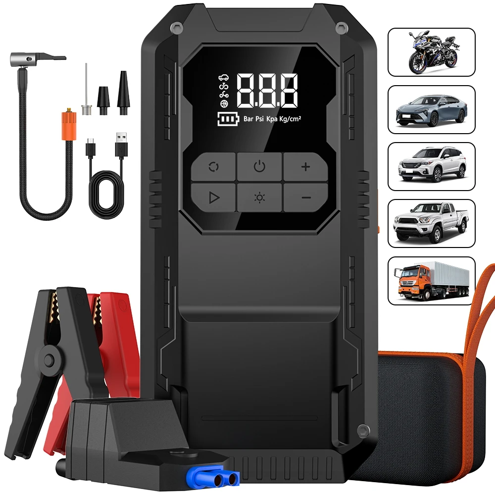 

YIJU Car Jump Starter 2500A Air Pump With EVA Storage Bag Power Bank Portable Car Air Compressor for 12V Auto Starting Device