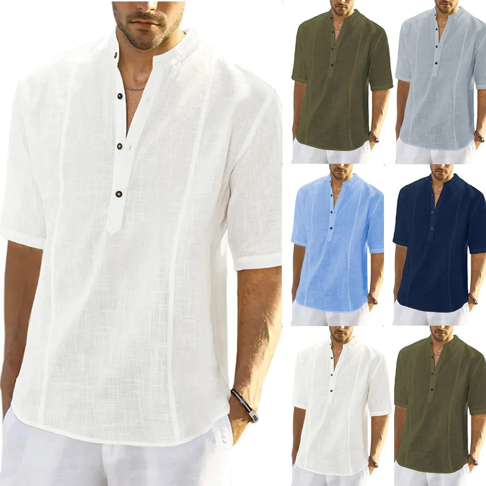

Comfortable Mid-Sve Men's irt New Arrival 2023 Loose Fit Non-Iron Treaent Summer Regular Thin Pure Color