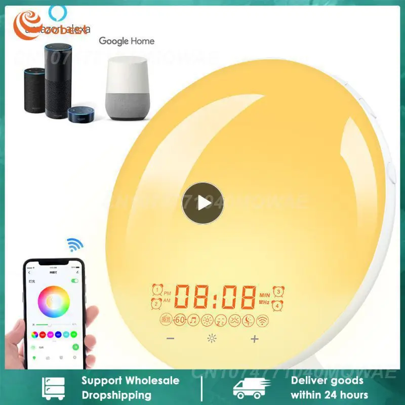 Smart WIFI Night Light Digital Wake Up Light Workday Alarm Clock Sunrise/ Smart Life APP Control Niditon