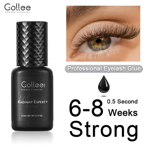 Imagen 1 del producto Gollee-pegamento para extensión de pestañas de secado rápido, adhesivo profesional para pestañas, duradero, resistente al agua, para injerto de pestañas, 0,5 s