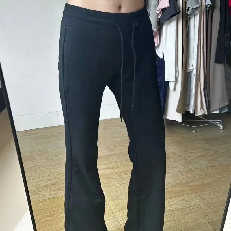 

Y2k American Vintage Flare Pants Women's Autumn Winter Thick Solid Sports Pants Casual Pants Sweatpants Korean Streetwear Women
