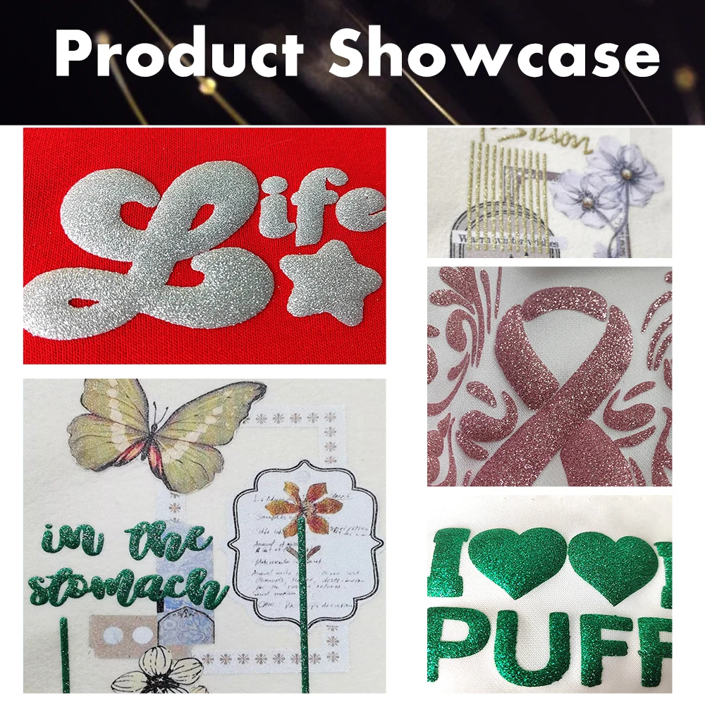 3D foam scallion powder puff lettering film flash vinyl sheet flash HTV stampa a trasferimento termico per t-shirt zaino pennant