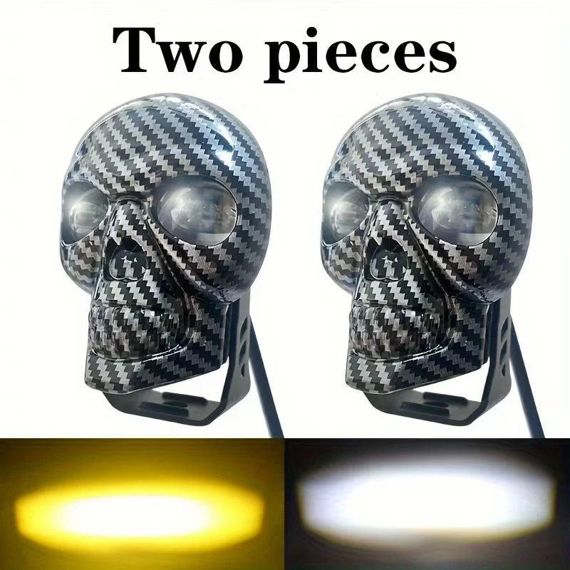 دراجة نارية القيادة الضباب s LED Pod s بار الجمجمة على شكل رؤوس xiliary لسيارة جيب الطرق الوعرة شاحنة ATV UTV قارب #4