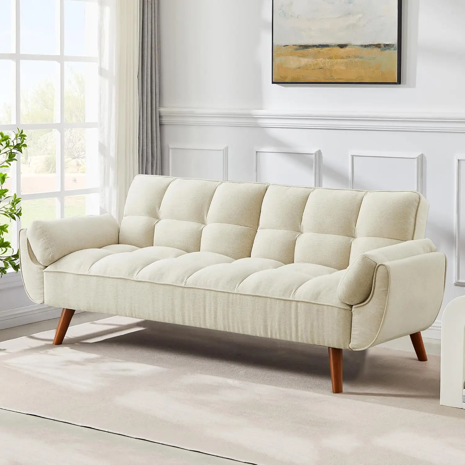 Modern Convertible Futon Sofa Bed, 75