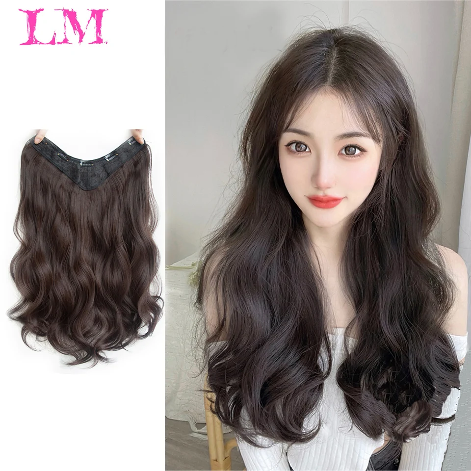 LM Synthetic Long Straight Hairstyles 5 Clip In Hair Extension Heat Resistant Hairpieces Brown Black