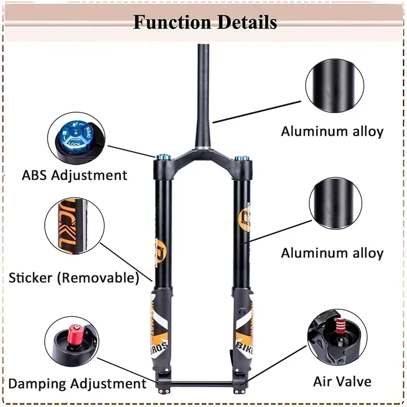 BUCKLOS Inverted Air Suspension Fork 20Inch 26Inch 15*150mm Bicycle Air Fork Travel 140mm Thru Axle Ebike Front Fork Bike Parts