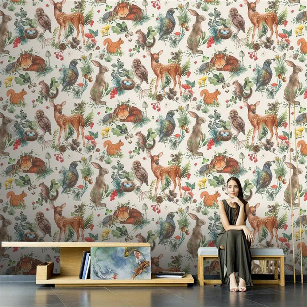 Custom Forest animals Monkeys wallpaper for living room Southeast Asian Tropical Plant Room Decoration Wall stickers wall decor