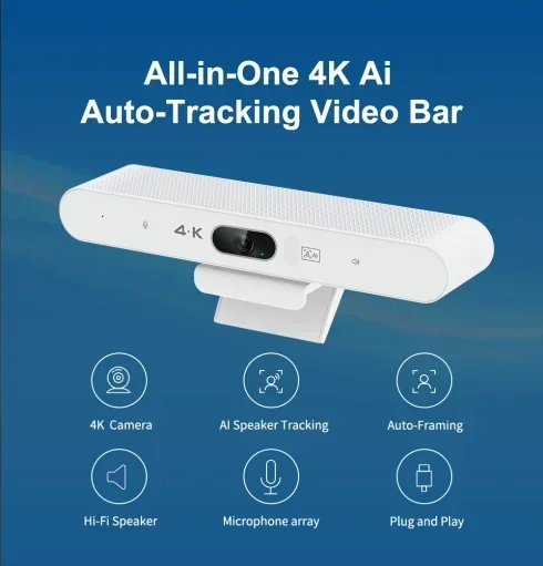 Telecamera per conferenze 4K Webcam con microfono integrato per videoconferenze/aula remota/formazione/reuni d'affari