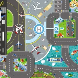 Children's Toys City Traffic Parking Scene Map Floor Mat Non-Slip Baby Play Mat Crawling Mat for Playroom & Livingroom & Bedroom