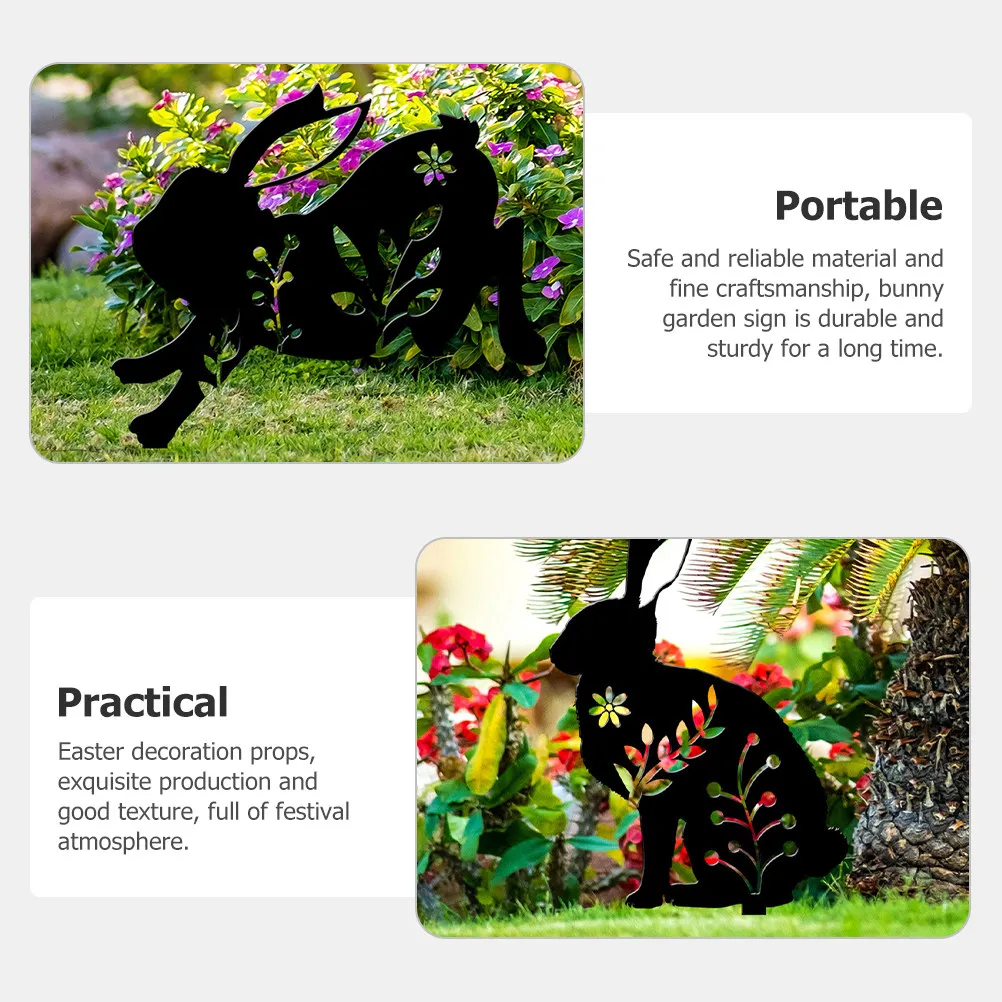 

Набор из 3 садовых декоративных колышков для газона: фигурки кроликов для украшения двора