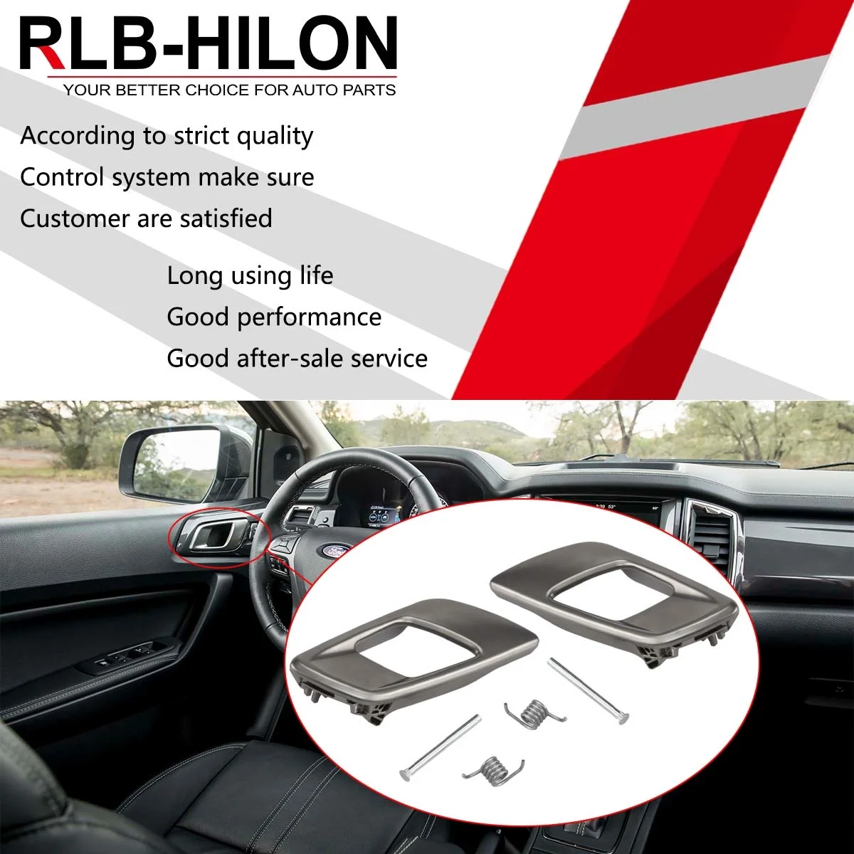 Auto-Innentürgriffverkleidung in Grau und Schwarz für Ford Ranger T6 2012–2021 und Everest 2015–2021 und Mazda BT-50 2012–2020 – Detail 15