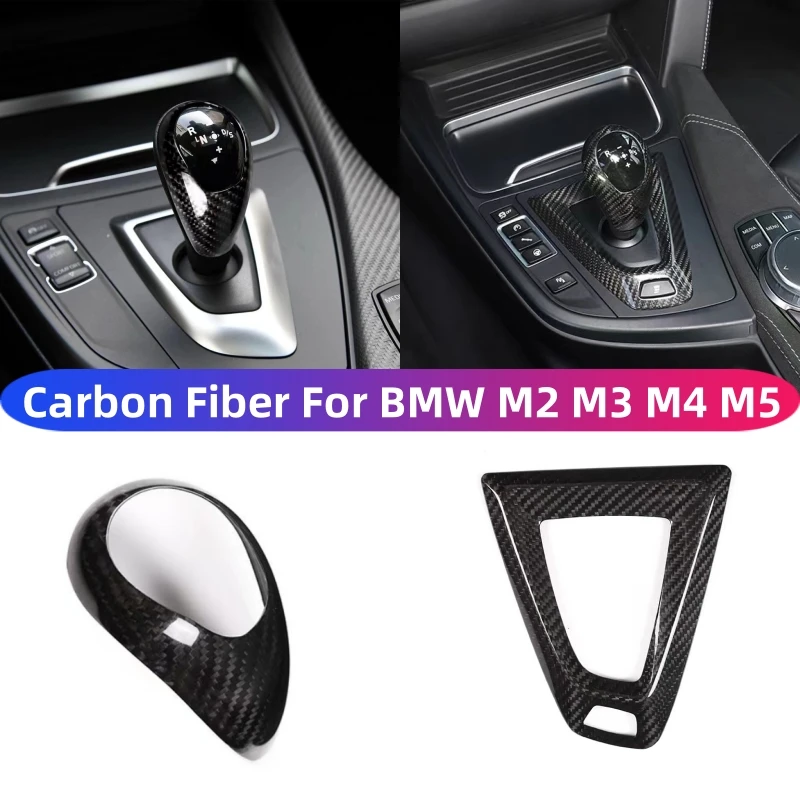 

Real Carbon Fiber Black Center Console Gear Shift Knob Trim Cover For BMW M2 F87 M3 F80 M4 F82 M5 F83 F10 F85 X5M F86 X6M F12