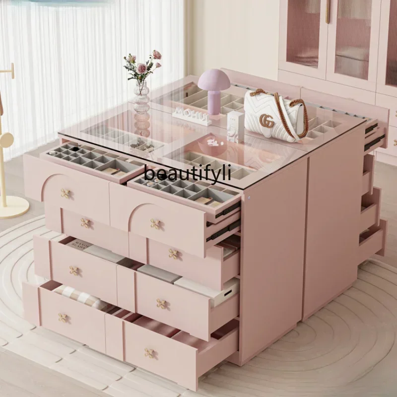X Zhongdao Taiwan Jewelry Cabinet One Eight Bucket Storage French Bedroom Pink Dressing Table