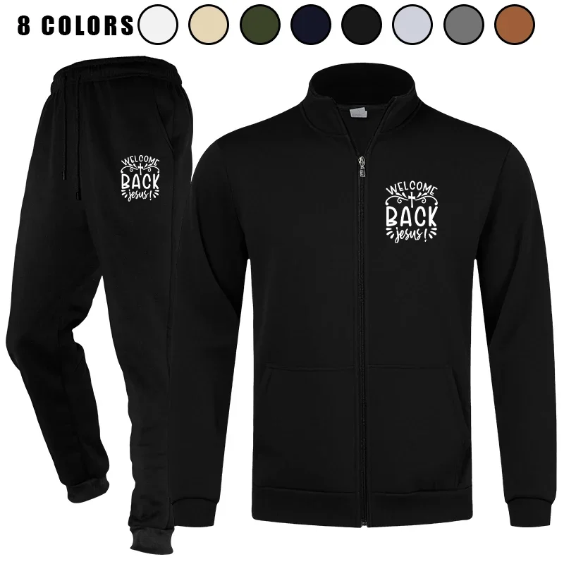 

Mens Tracksuit Jogging Sports Sweatsuit Pants Casual Athletic Comfortable Full zip Jacket Outfits 2 Piece