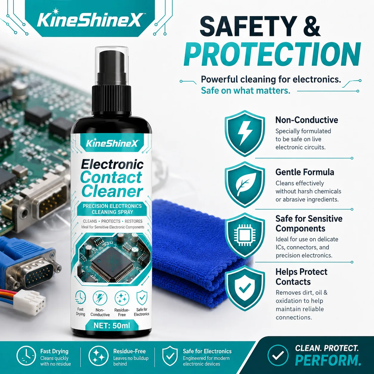 New Electronic Contact Cleaner Spray–100ml Fast Drying No Residue Formula for Circuit Board PC Laptop Precision Cleaning - view 6