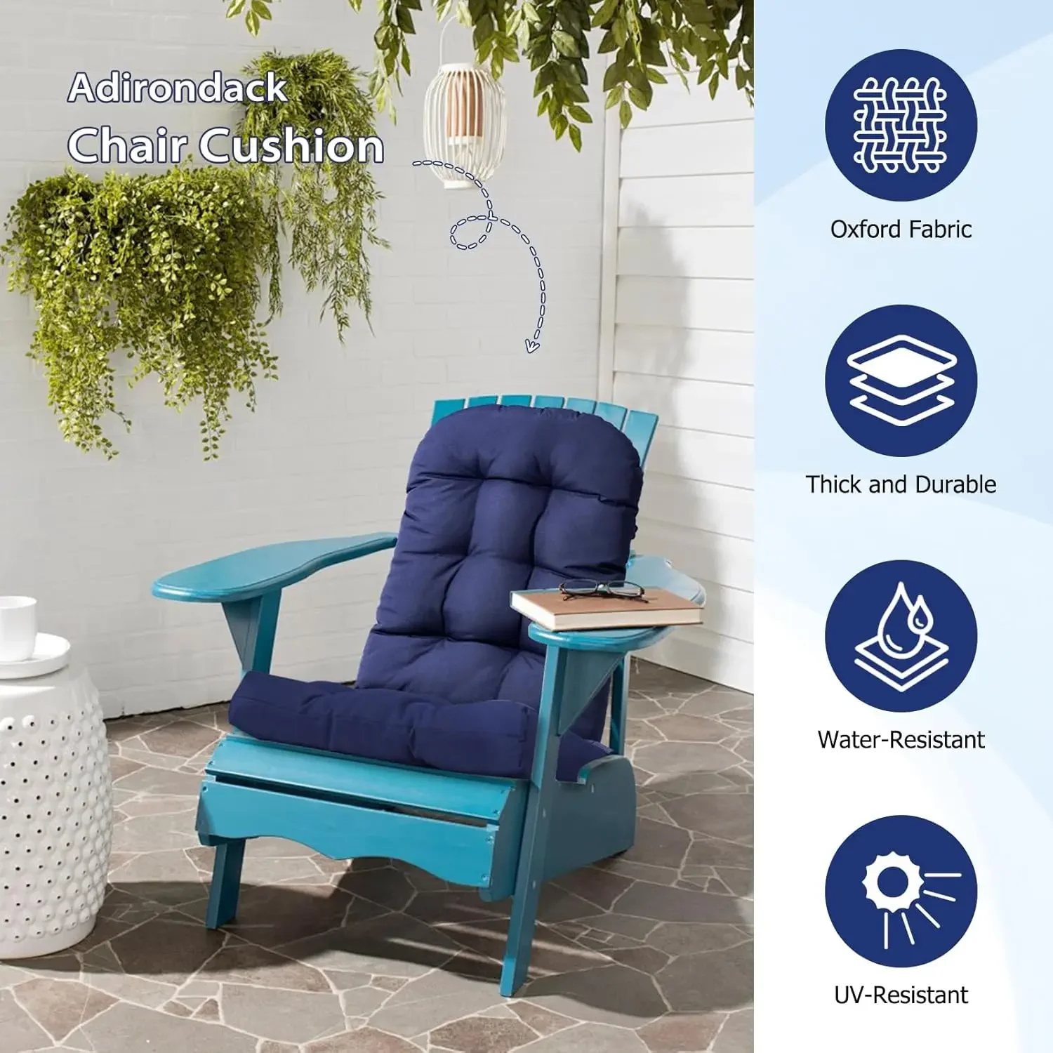 Cojín grueso para silla mecedora, cojines para silla Patio con respaldo alto sillón resistente al agua interiores/e