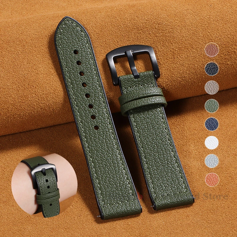 Silicone Leather Strap Pin Buckle Quick Release Bracelet 20mm 22mm for Huawei GT2/3 Soft Wristband for Samsung Galaxy 6/5/4