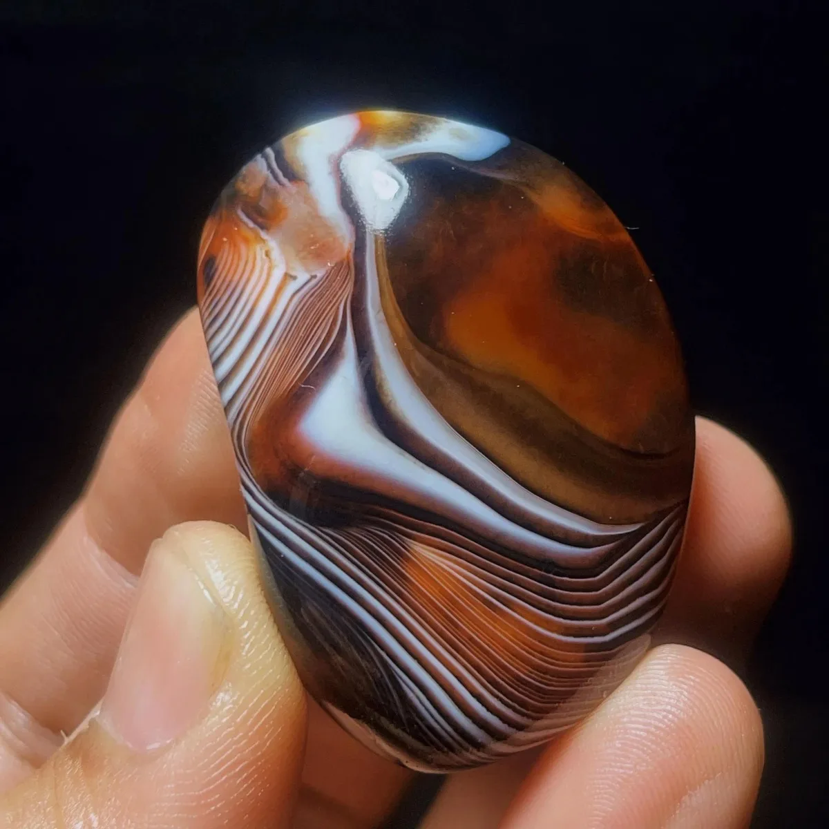 4PC Rainbow Color Banded Agate Palm Stone, Polished Tumbled, Natural Beauty, Vase Filler, Crystal Collection, Table Display