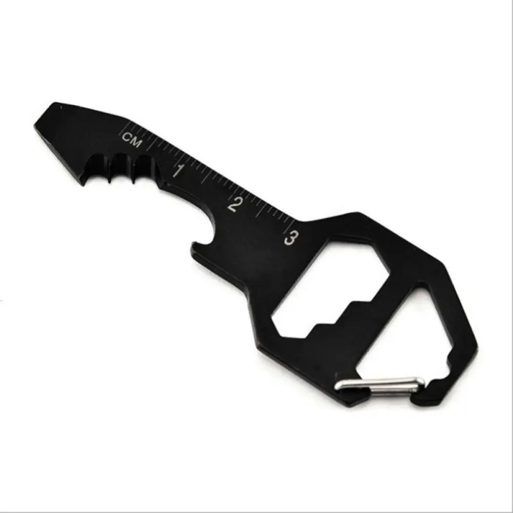 Portable 6 in 1 Multi-use Mini Tool Screwdriver Wrench Utility Gadget Stainless Steel Measuring Ruler Multi Tool Keychain Hiking