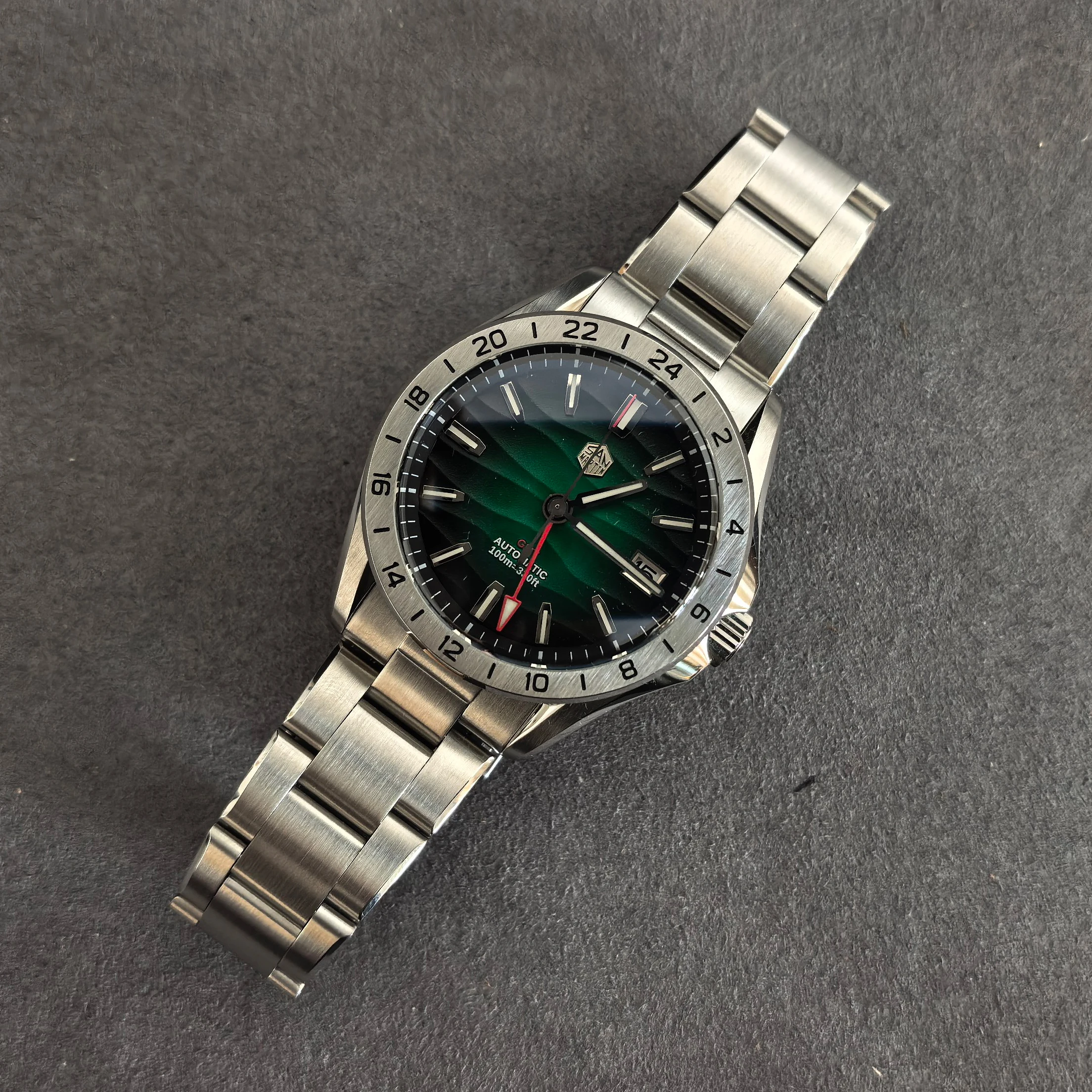 SAN MARTI Men Automatic Watch GMT Mechanical Wristwatch 10ATM Waterproof BGW-9 Luminous Sapphire NH34