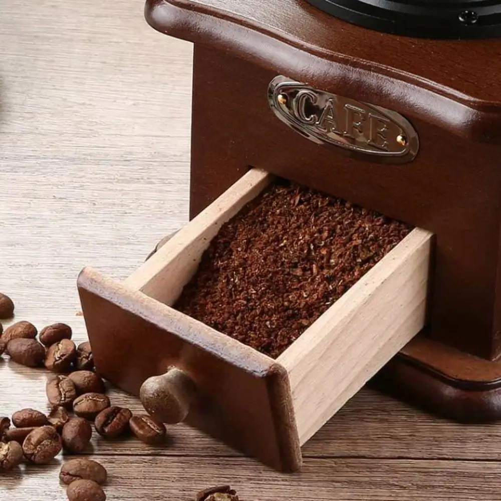 

Hand Cranked Vintage Coffee Bean Grinder Wood Ceramic Grinding Core Coffee Mill Burr European Style Adjustable Particle Size