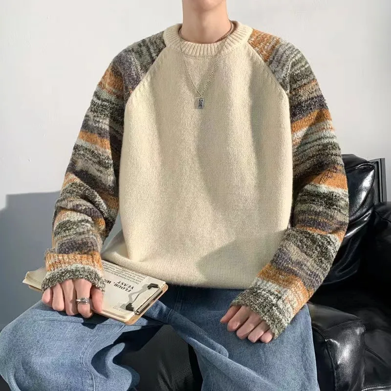 

Свободный крой, мужской трикотаж, свитер, пальто, круглый, повседневный, из полиэстера, Thiened, осень-зима, большой размер 250, Pou